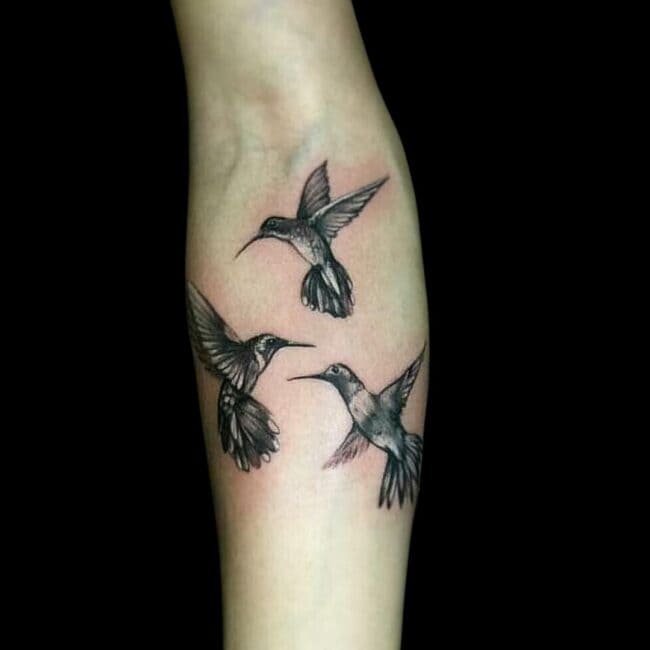 Black And White Hummingbird Tattoo