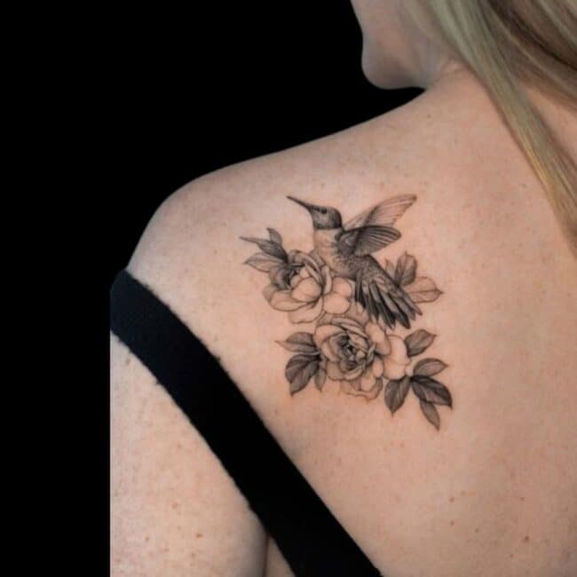 Hummingbird Shoulder Tattoo