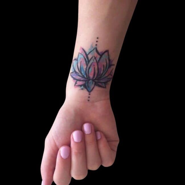 Lotus Flower Wrist Tattoo