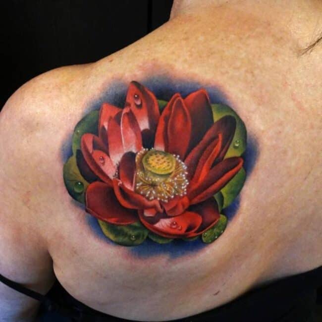 Realistic Lotus Flower Tattoo