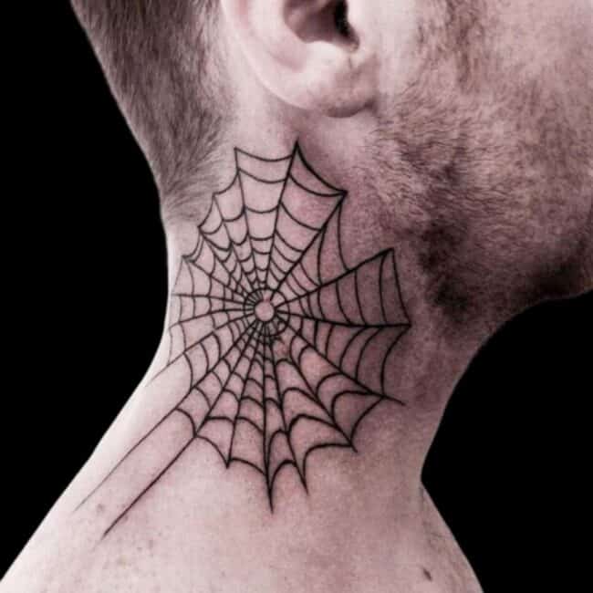 Spider Web Neck Tattoo