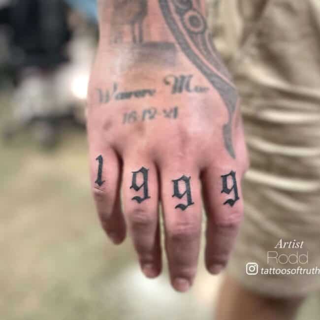 Rodd Tattoo Artist Graffiti 1999 Numbering Hand Tattoo