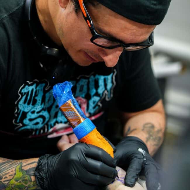 Realism Colour Green Lush Element Tattoo Machine Ink Stencil Needle Gloves Artist Eyeglass Cap Headphone Forearm Chest Tattoo